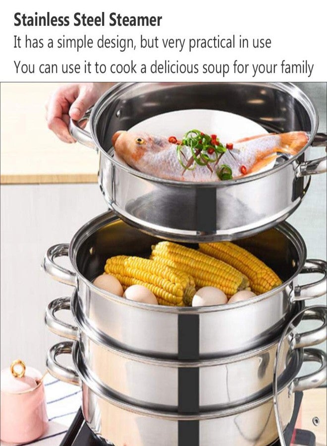 Cabilock 1pc Stainless Steel Steamer Pot Four-layer Extra Thick Soup Cooking Pot for Steaming Design for Space-saving Convenience - Image 5