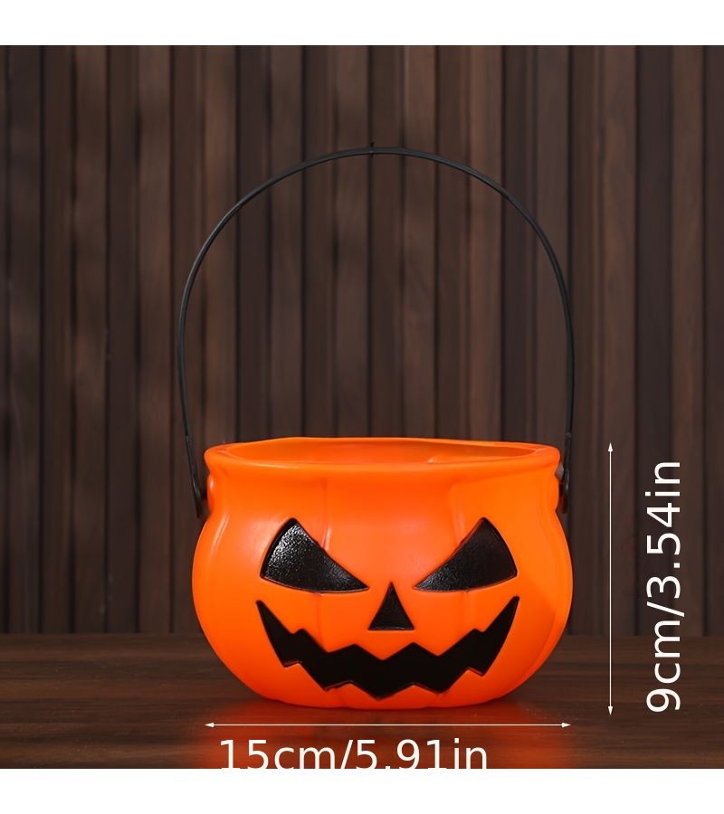Halloween Funny Smiling Pumpkin Candy Pail 4 33in 2 76in Party Dual Use Bucket - Image 4