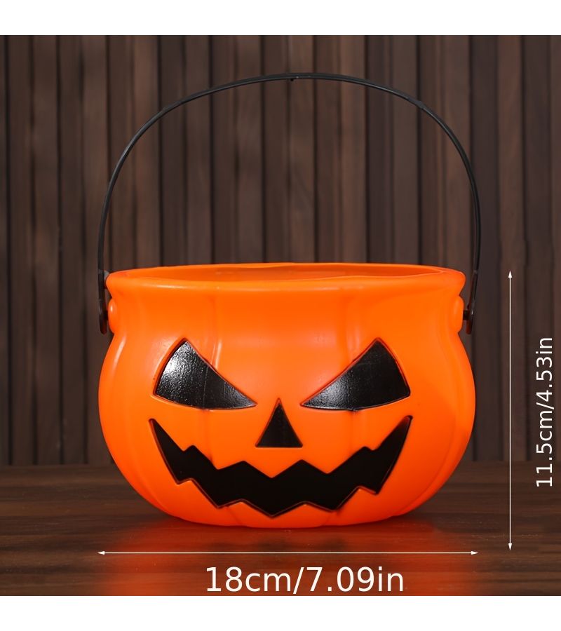 Halloween Funny Smiling Pumpkin Candy Pail 4 33in 2 76in Party Dual Use Bucket - Image 3