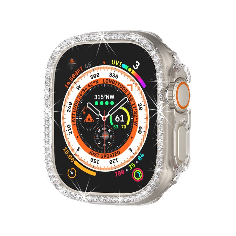Yrzper Compatible with Apple Watch Ultra 2 /Apple Watch Ultra 49mm Bling Diamond Case PC Bumper Protective Cases Women Girls Crystal Shining Rhinestone Cases Smartwatch Accessories Case (Clear) - Image 3