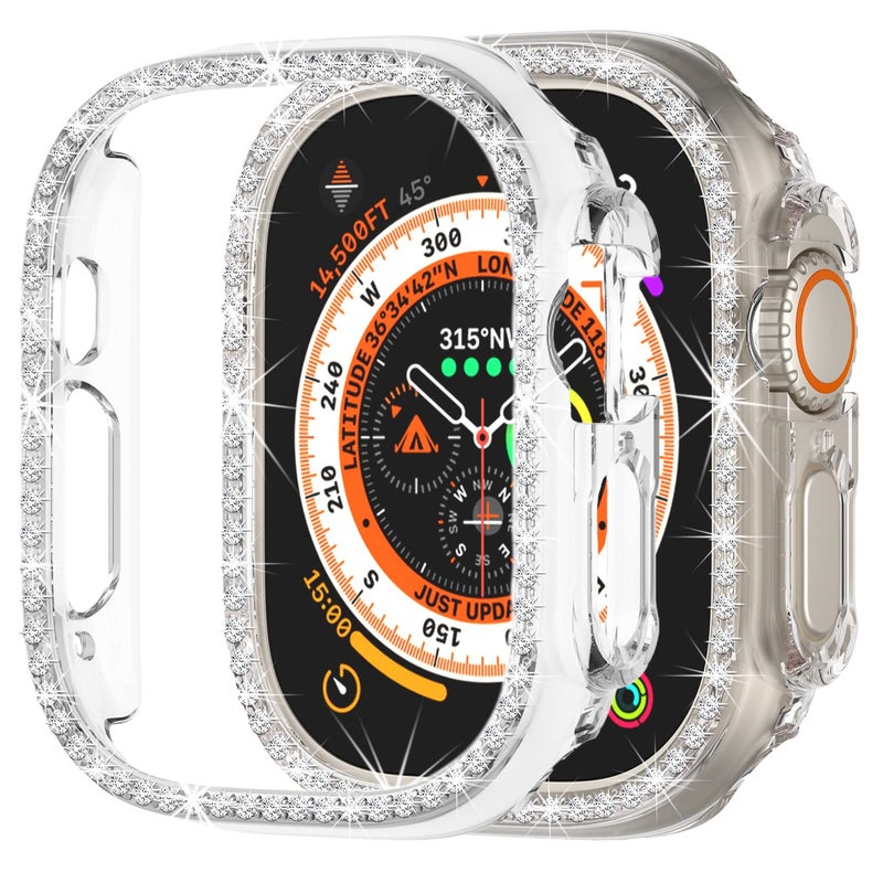 Yrzper Compatible with Apple Watch Ultra 2 /Apple Watch Ultra 49mm Bling Diamond Case PC Bumper Protective Cases Women Girls Crystal Shining Rhinestone Cases Smartwatch Accessories Case (Clear) - Image 1