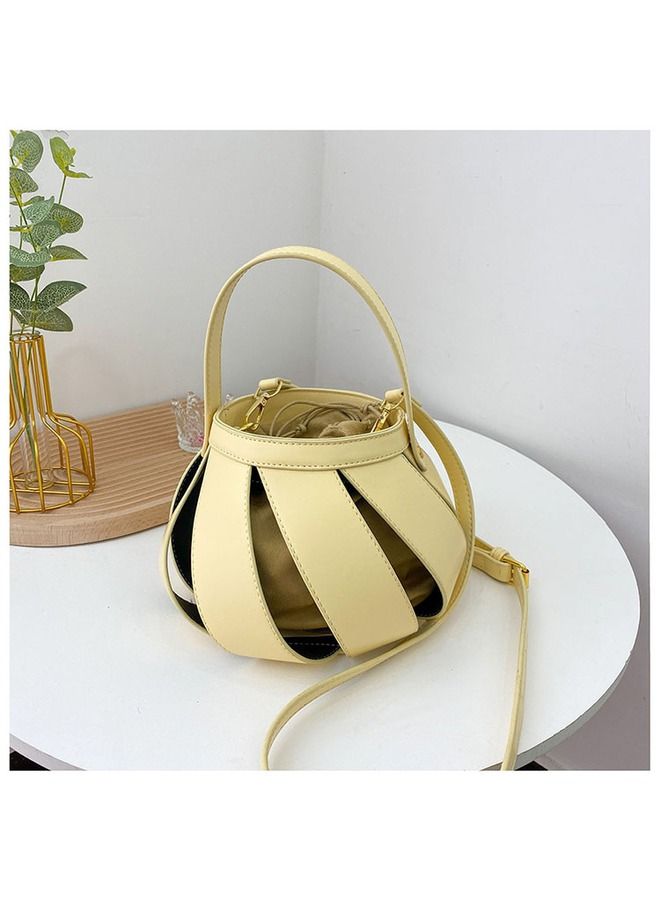 Ziazone new 2022 stylish Bucket shape handbag and shoulder bag for women with drawstring closure, single compartment, super fashionable golden hardware and made of PU leather - Image 3