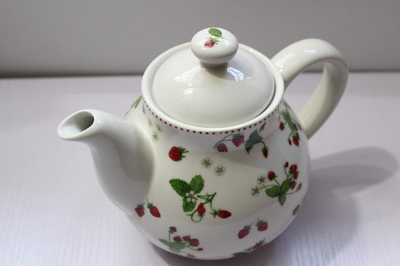 Lonovel Porcelain Teapots,Lovely Strawberry Design Tea Pot for Tea or Coffee,Ceramic Teapot with Lids,Home and Kitchen Dining Serveware Pot,Beige - Image 4