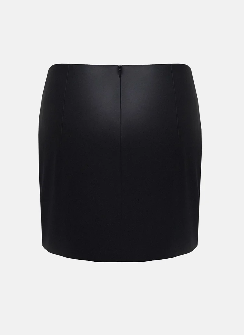 Lichi Straight mini skirt with silver buckles