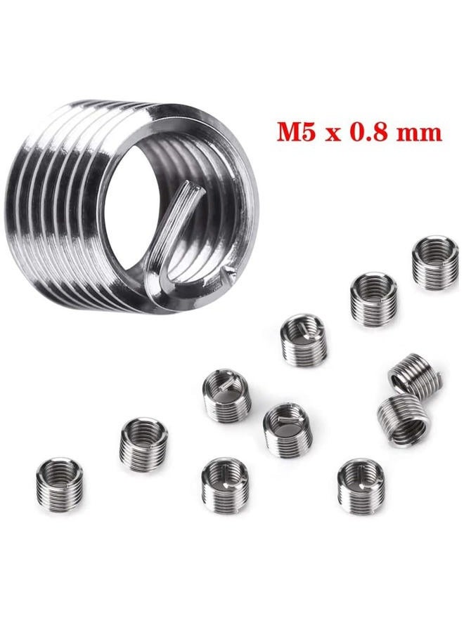 Fixinus Pack of 30 M5 x 0.8 mm Thread Repair Insert Kit, Stainless Steel Thread Repair Kit, Helicoil Coil Compatible Hand Tool Set for Car Repair - Image 5