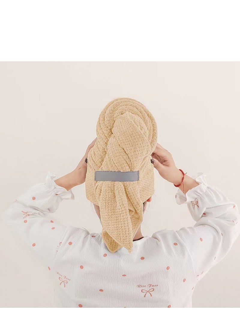 Laseta Larger Adult Hair Drying Towel Hair Drying Cap Hair-Washing Blow-Free Twist Turban 60x105cm(Khaki) - Image 1