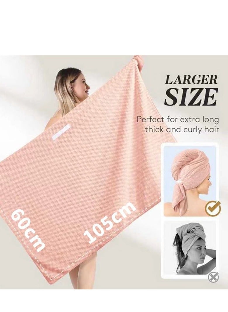 Laseta Larger Adult Hair Drying Towel Hair Drying Cap Hair-Washing Blow-Free Twist Turban 60x105cm(Khaki) - Image 2
