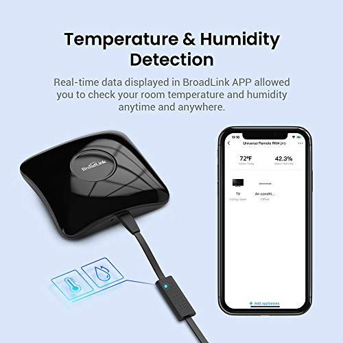 BroadLink RM4 pro Smart Remote and Sensor Cable Set RM4 pro S (2.4 GHz Wi-Fi Only), Universal IR RF Remote Control Hub with Temperature Humidity Monitor USB Cable, Works with Alexa & IFTTT - Image 2