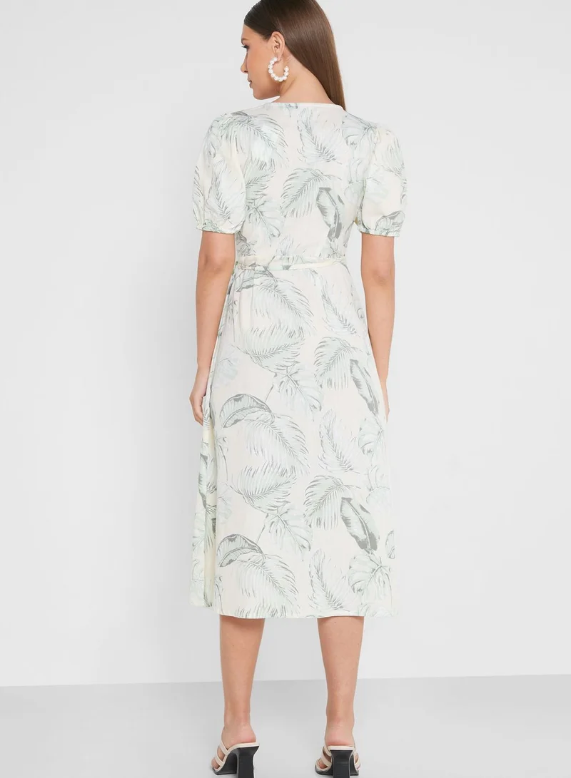 DOROTHY PERKINS Puff Sleeve Printed Tie Detail Dress