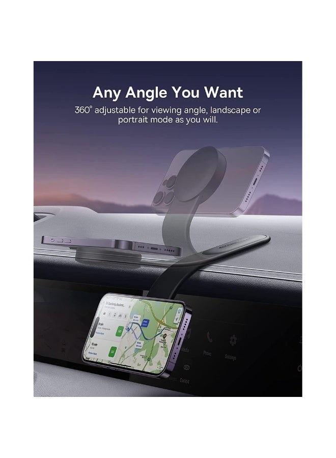 Magnetic Phone Holder Magnetic Phone Holder For Car MagSafe Dash Mount Compatible With IPhone 15 Pro Max 15 Pro 15 Plus Tesla Bendable MemoryTitanium Alloy For All - Image 3