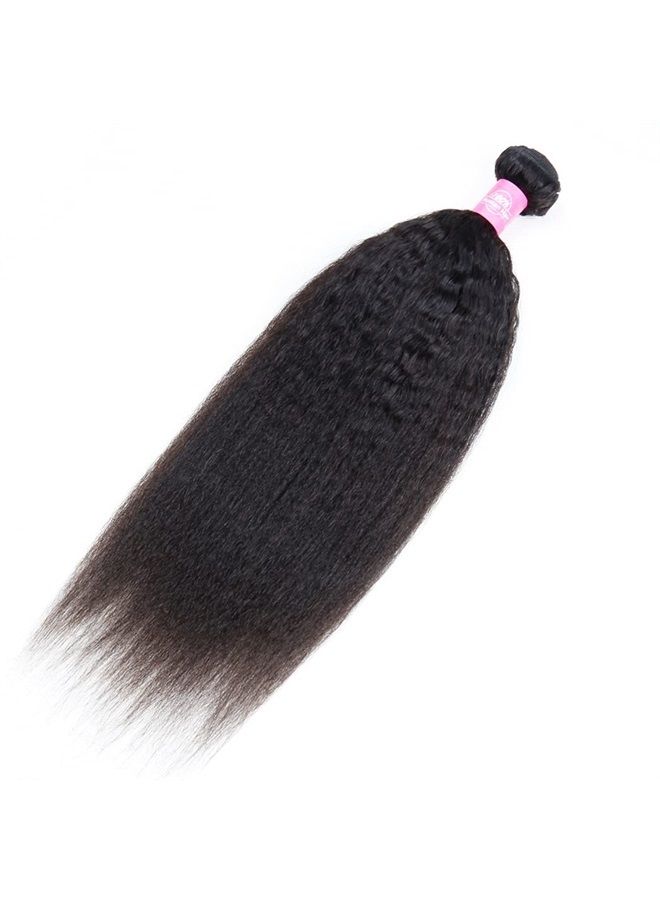Odir Kinky Straight Human Hair Bundles 18 Inch Unprocessed 9A Brazilian Yaki Straight Virgin Hair Weave 1 Bundle Kinky Straight Hair Extensions 100g/Bundle Natural Color - Image 2