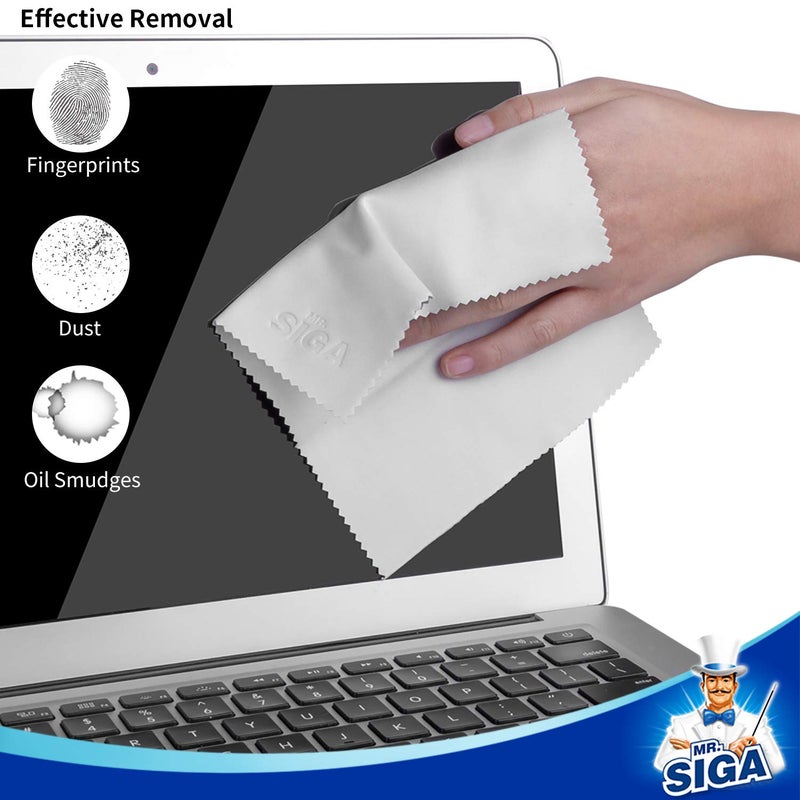 Mr Siga MR.SIGA Premium Microfiber Cleaning Cloths for Lens, Eyeglasses, Screens, Tablets, Glasses, 12 Pack, 6 x 7 inches (15 x 18 cm), Navy/Gray  - Image 3