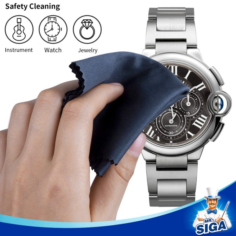 Mr Siga MR.SIGA Premium Microfiber Cleaning Cloths for Lens, Eyeglasses, Screens, Tablets, Glasses, 12 Pack, 6 x 7 inches (15 x 18 cm), Navy/Gray  - Image 5
