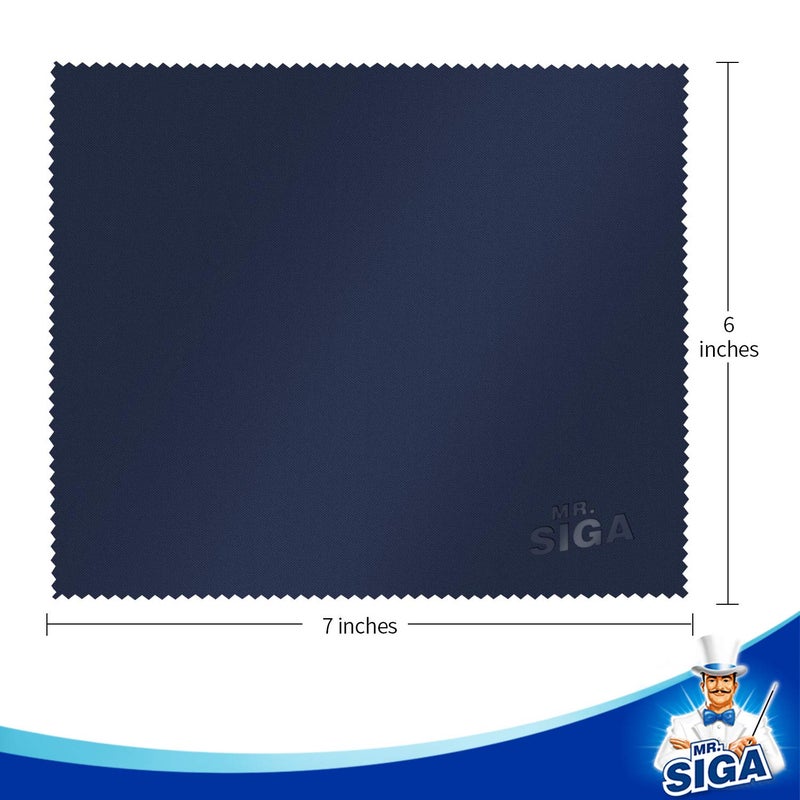 Mr Siga MR.SIGA Premium Microfiber Cleaning Cloths for Lens, Eyeglasses, Screens, Tablets, Glasses, 12 Pack, 6 x 7 inches (15 x 18 cm), Navy/Gray  - Image 2