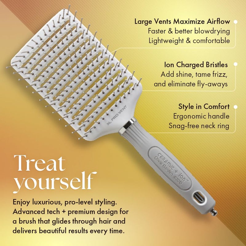 Olivia Garden Ceramic + Ion XL Pro Paddle Hair Brush, Vent (CIXL-PROVNT) - Image 2