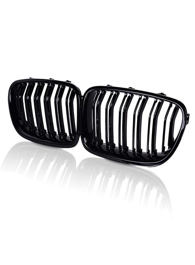 runmade Compatible with BMW F10 F11 5-series 2010 2011 2012 2013 2014 2015 2016 2017 2018 Front Bumper Kidney Grille Grill Glossy Black Double Line Dual Fin - Image 1