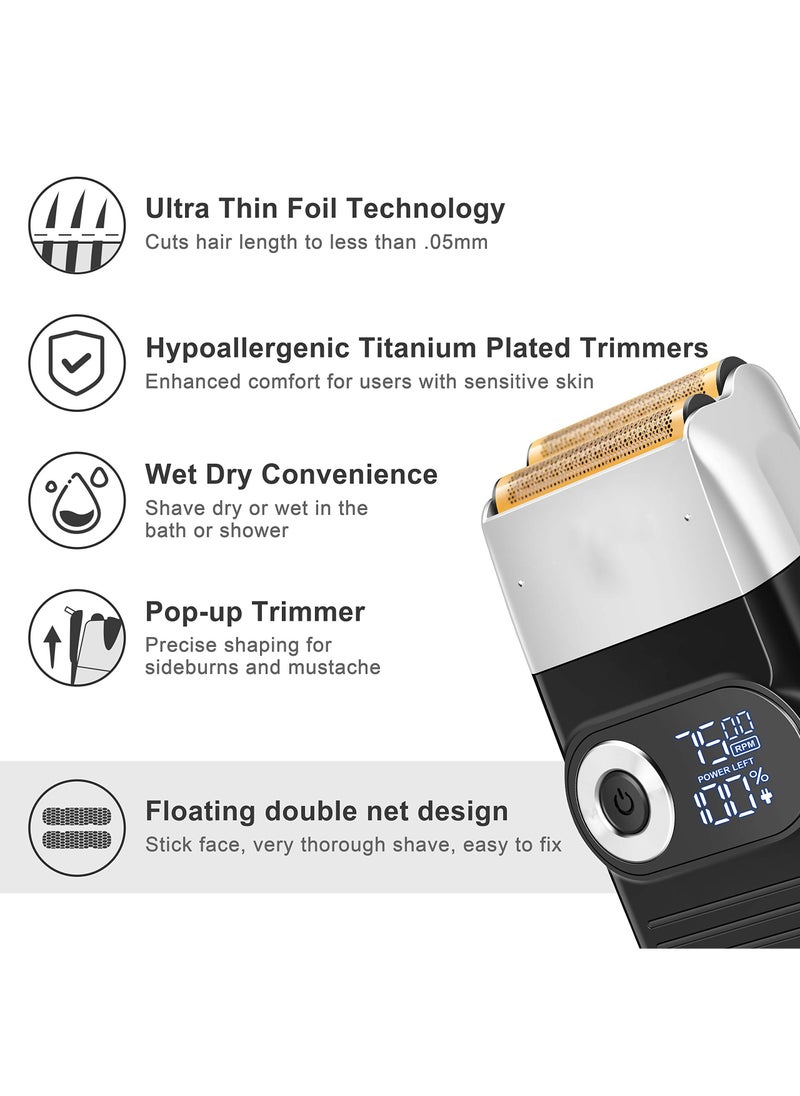 Generic - Kemei Electric Foil and Bald Shavers 2 in 1 Double Shaver for Men Blade and Popup Beard Trimmer with LED Display,Rechargeable, Adjustable 3 Speed Shaver, Can be Used for 120 Minutes When Fully Charged - Image 1