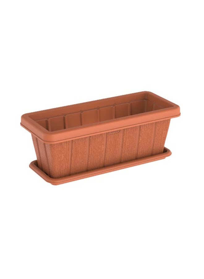 Cosmoplast 18" Cedargrain Rectangular Planter with Tray (Terracotta)  - Image 1