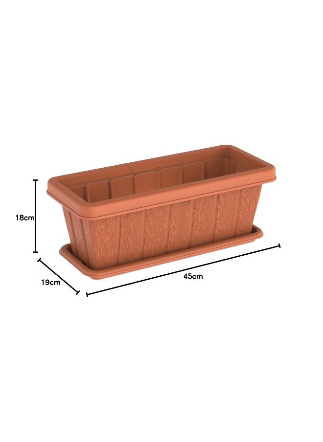 Cosmoplast 18" Cedargrain Rectangular Planter with Tray (Terracotta)  - Image 3