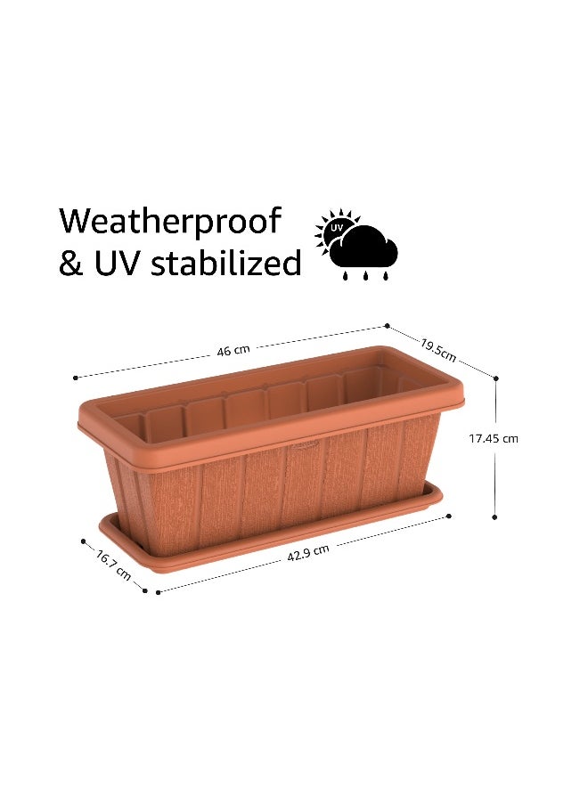 Cosmoplast 18" Cedargrain Rectangular Planter with Tray (Terracotta)  - Image 4