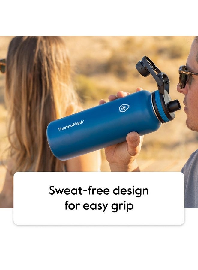 ThermoFlask 24 oz Double Wall Vacuum Insulated Stainless Steel 2-Pack of Water Bottles, Black/Malachite - Image 5