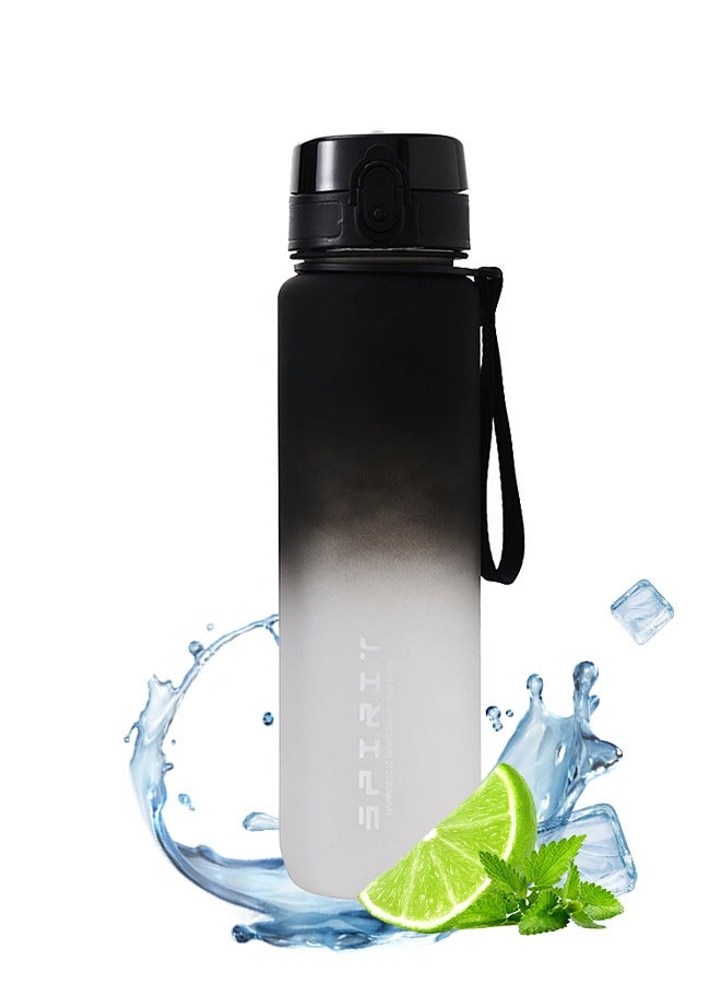 Generic 1000mL Straw Sports Water Bottle With Time Marker for Fitness Gym Camping Outdoor Sports Protein Shaker Outdoor Travel Portable Leakproof Drinkware Drink Bottle BPA Free  - Image 1