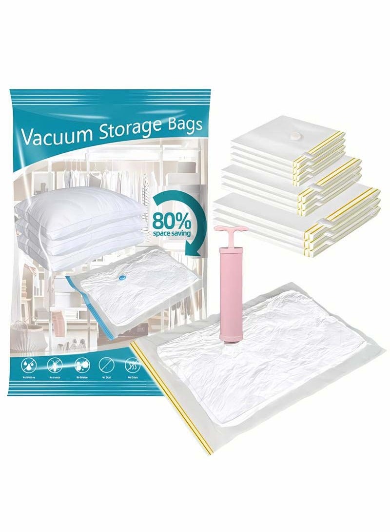 YIM-VIBEHAUS Plastic Vacuum Seal Bag Vacuum Storage Bags with Pump, 10 Pack (3 Jumbo, 3 Large, 4 Medium) Vacuum Seal Storage Bags, Reusable Vacuum Bags for clothes, Mattress, Blanket, Duvets, Pillows, Comforters, Quilt, Travel - Image 1