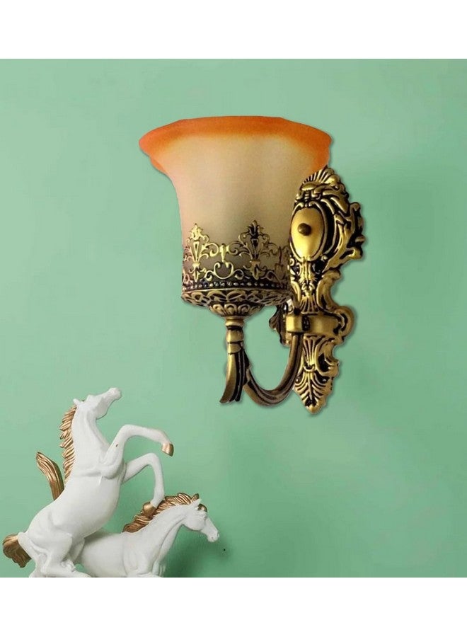 SINOMAN مصباح حائط عتيق ذهبي ريترو من سينومان مع ظل زجاجي متعدد ذراع منحني، مصباح صناعي أنيق للإضاءة المنزلية للممر، وحمام التزيين، وغرفة النوم، والمقهى، وغرفة المعيشة، وغرفة النوم (مع لمبة) - Image 1