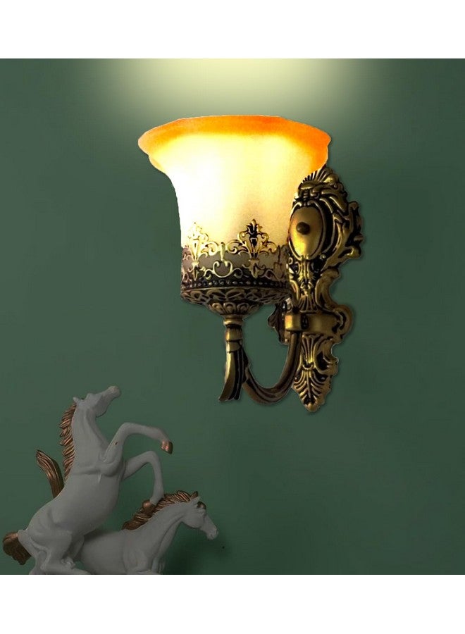 SINOMAN مصباح حائط عتيق ذهبي ريترو من سينومان مع ظل زجاجي متعدد ذراع منحني، مصباح صناعي أنيق للإضاءة المنزلية للممر، وحمام التزيين، وغرفة النوم، والمقهى، وغرفة المعيشة، وغرفة النوم (مع لمبة) - Image 2