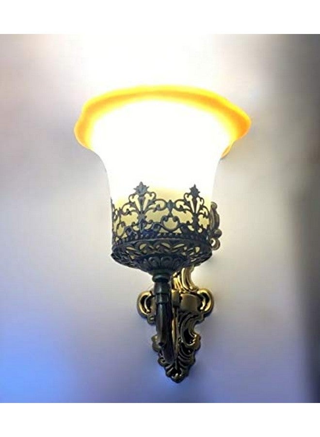 SINOMAN مصباح حائط عتيق ذهبي ريترو من سينومان مع ظل زجاجي متعدد ذراع منحني، مصباح صناعي أنيق للإضاءة المنزلية للممر، وحمام التزيين، وغرفة النوم، والمقهى، وغرفة المعيشة، وغرفة النوم (مع لمبة) - Image 5