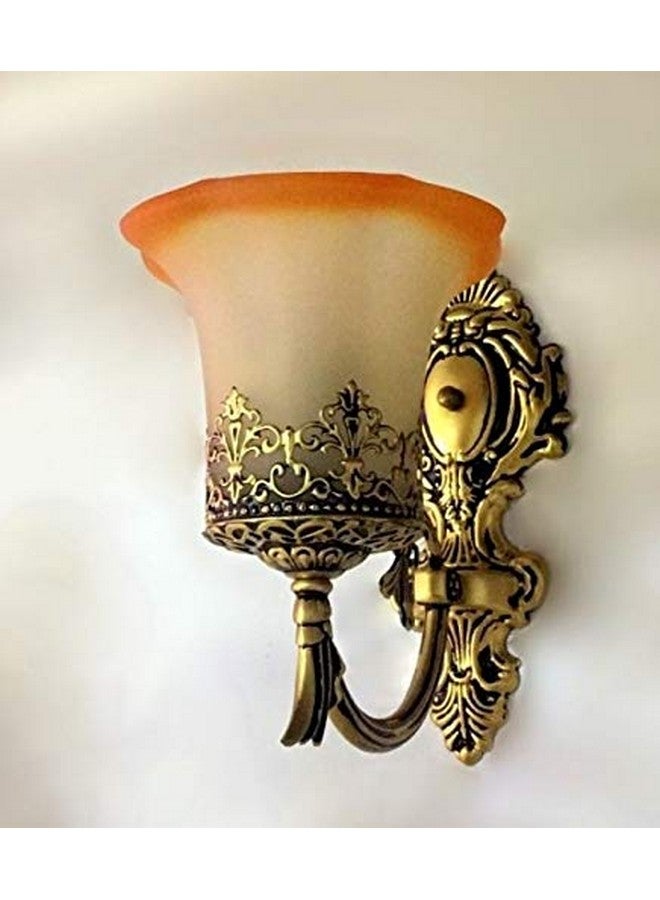 SINOMAN مصباح حائط عتيق ذهبي ريترو من سينومان مع ظل زجاجي متعدد ذراع منحني، مصباح صناعي أنيق للإضاءة المنزلية للممر، وحمام التزيين، وغرفة النوم، والمقهى، وغرفة المعيشة، وغرفة النوم (مع لمبة) - Image 3