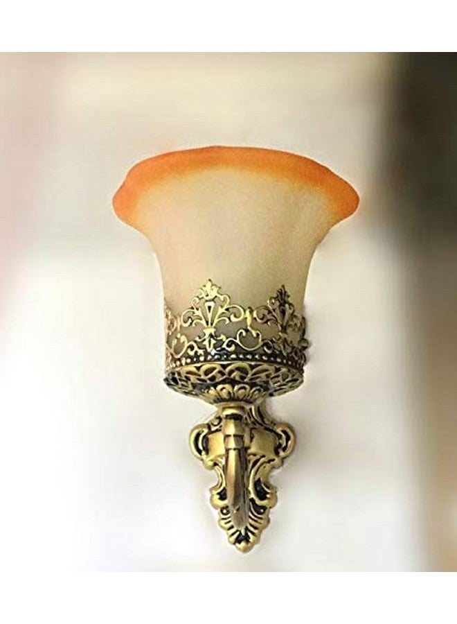 SINOMAN مصباح حائط عتيق ذهبي ريترو من سينومان مع ظل زجاجي متعدد ذراع منحني، مصباح صناعي أنيق للإضاءة المنزلية للممر، وحمام التزيين، وغرفة النوم، والمقهى، وغرفة المعيشة، وغرفة النوم (مع لمبة) - Image 4