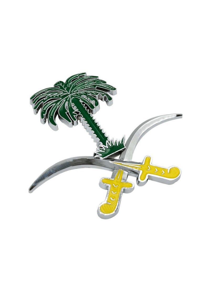 Saudi Arabia National Emblem Car Badge - Palm Tree and Crossed Swords Design - Image 1