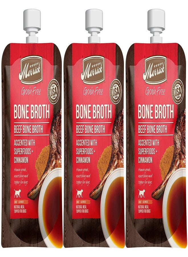 ميريك مرق عظام ميريك الخالي من الحبوب، معزز بمغذيات فائقة وقرفة، للكلاب البالغة من جميع السلالات، لحم بقري، 7 أونصة، (عبوة من 3) - Image 1