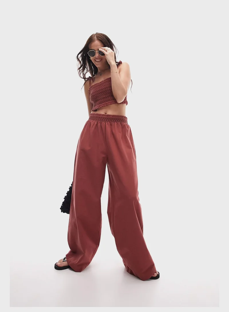 TOPSHOP Embroidered Beachwear Cami Top & Trouser Set