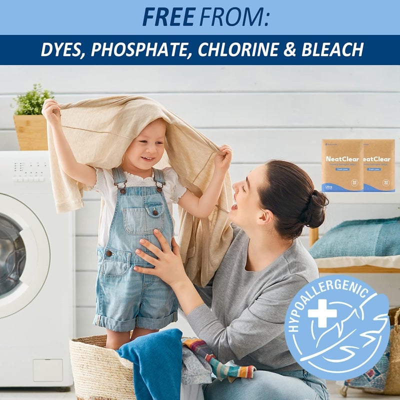 Eco-Friendly Laundry Detergent Strips - Fresh Linen Scent, 32 Loads - Image 5