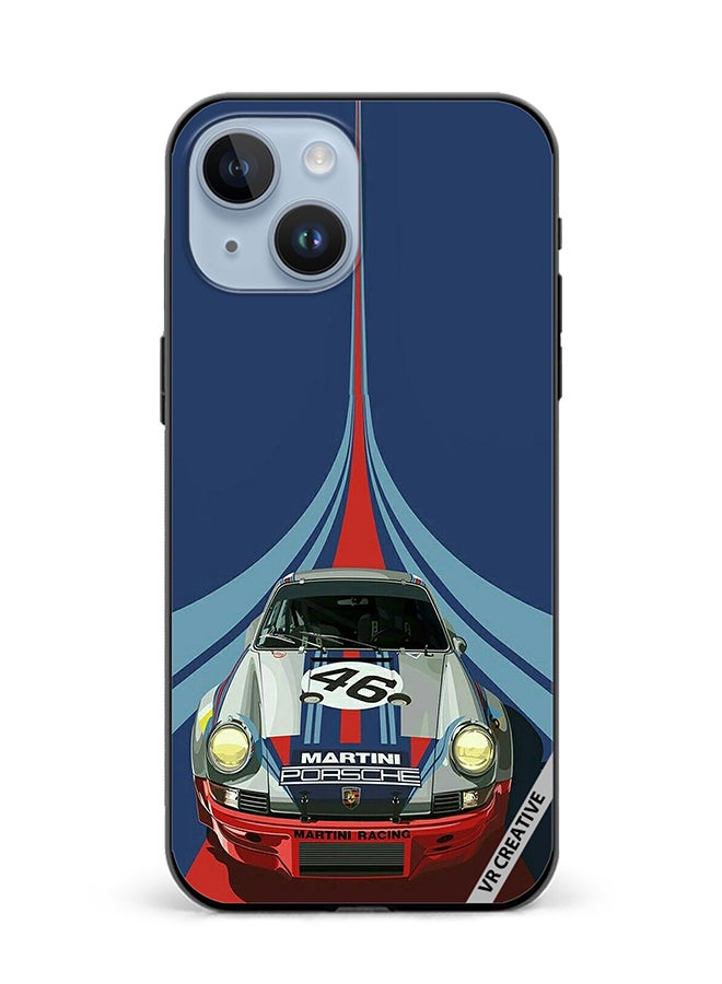VR CREATIVE Protective Case Cover For Apple iPhone 15 Martini Porsche 46 Racing Car Design Multicolour - Image 1