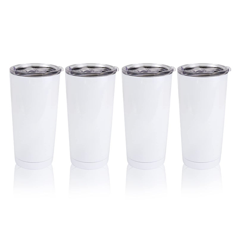 MAIKESUB 4 Pack Sublimation Blank Tumbler White 20 OZ Stainless Steel with Lid Vacuum Insulated Tumbler Double Wall Coffee Cup