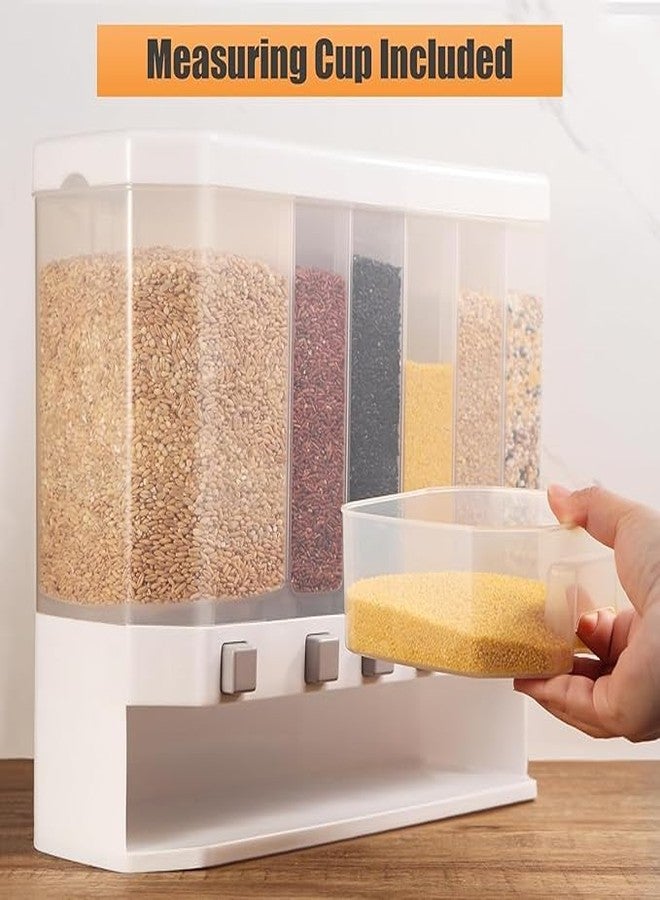 SGABANI Wall Mounted Dry Food Dispenser-Space Saving 6-Grid Container for Convenient Storage of Rice Nuts Beans Cereals and Free Control of Cereal Output - Image 4