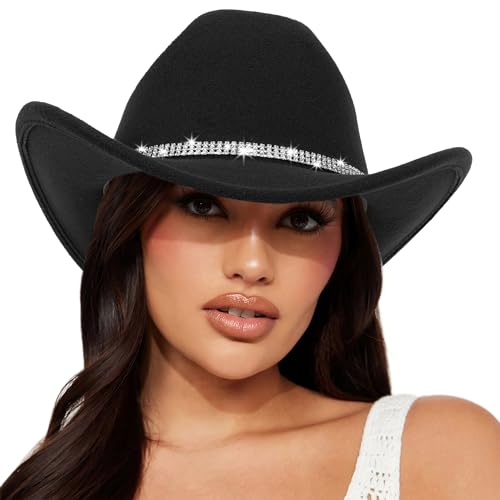 FGSS Classic Felt-Western-Cowboy-Cowgirl-Hats for Women-Men Fedora-Jazz-Hat with Band(Lagre) - Image 4
