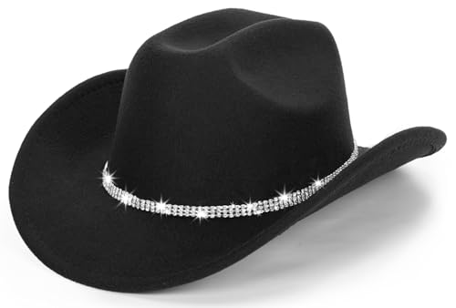FGSS Classic Felt-Western-Cowboy-Cowgirl-Hats for Women-Men Fedora-Jazz-Hat with Band(Lagre) - Image 1