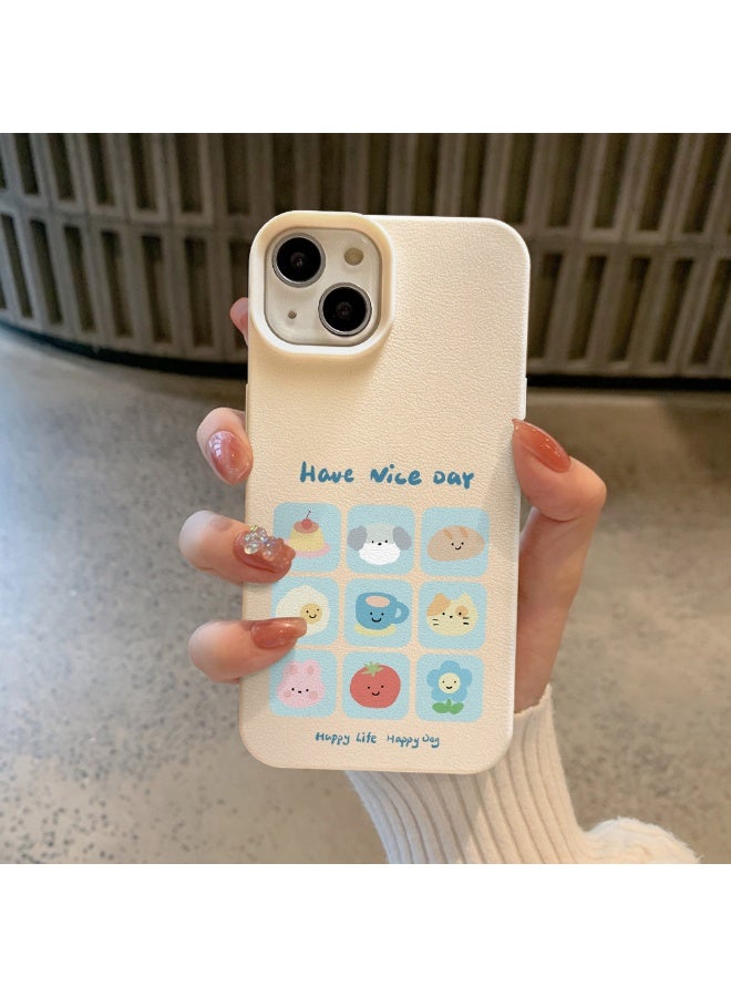 NIBEMINENT Cake Cat Dog Protective TPU Case Cover For iPhone 15 Plus, White