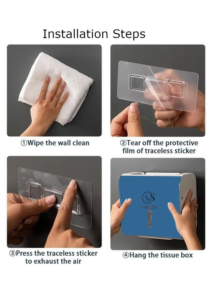 vsell24 Toilet Paper Napkin Holder Storage Box Compatible with Roll Paper Tissue Paper for Bathroom Kitchen Living Room Thick BLue  - Image 2