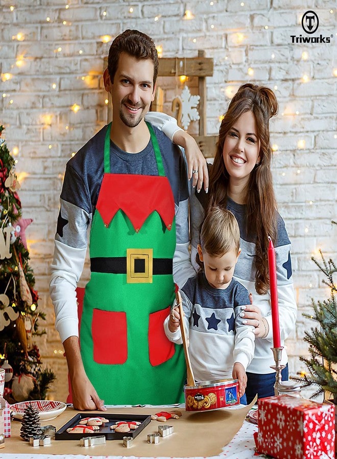 TRIWORKS Christmas Apron with 2 Pockets, Santa Claus Design, One Size Fits Most - Image 3