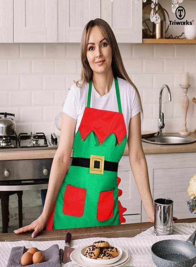 TRIWORKS Christmas Apron with 2 Pockets, Santa Claus Design, One Size Fits Most - Image 5