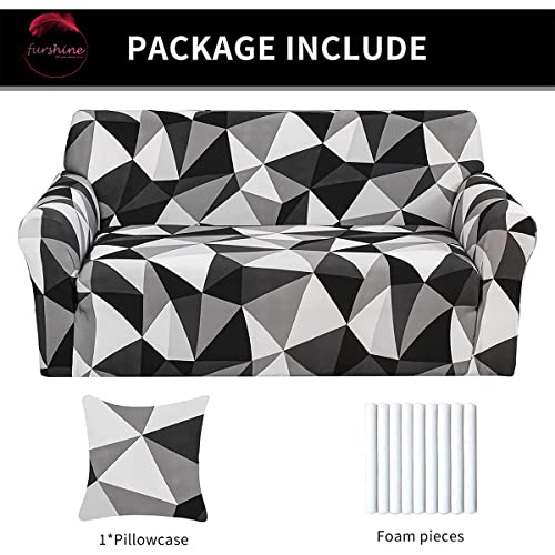 Furshine Black Prism Sofa Cover 3 Seater Fully Covered | Universal 360° Anti-Slip Stretchable 3Seater Sofa Slipcover | Elastic Sofa Set Imported Slipcover Protector (Triple Seater, Black) - Image 4