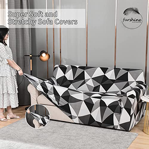 Furshine Black Prism Sofa Cover 3 Seater Fully Covered | Universal 360° Anti-Slip Stretchable 3Seater Sofa Slipcover | Elastic Sofa Set Imported Slipcover Protector (Triple Seater, Black) - Image 5