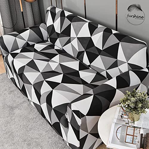 Furshine Black Prism Sofa Cover 3 Seater Fully Covered | Universal 360° Anti-Slip Stretchable 3Seater Sofa Slipcover | Elastic Sofa Set Imported Slipcover Protector (Triple Seater, Black) - Image 1