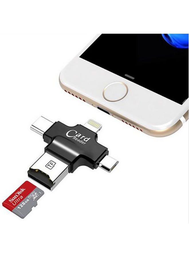 4 In 1 USB Otg Tf Micro Sd Card Reader Black - Image 2