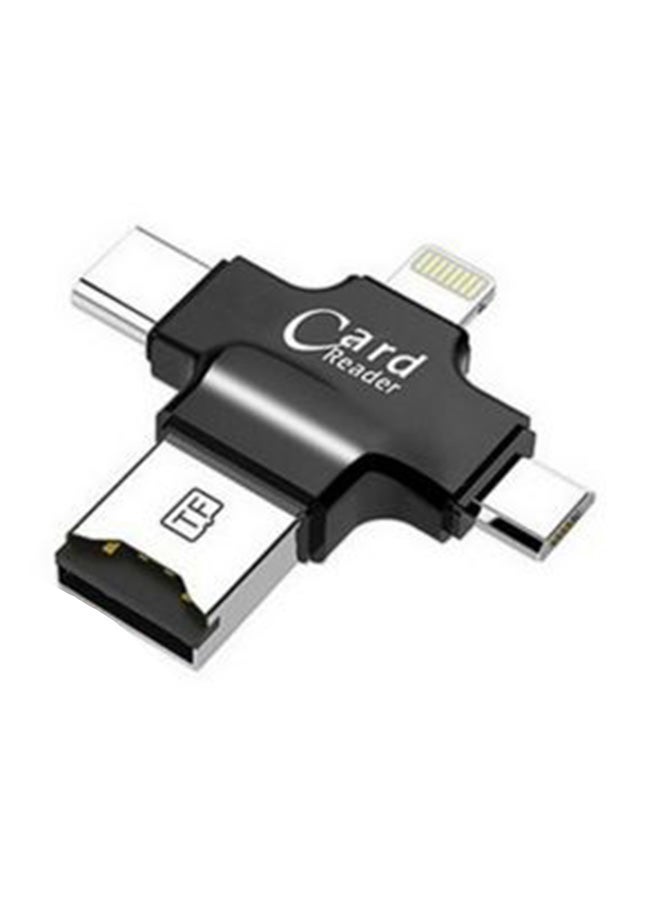 4 In 1 USB Otg Tf Micro Sd Card Reader Black - Image 1
